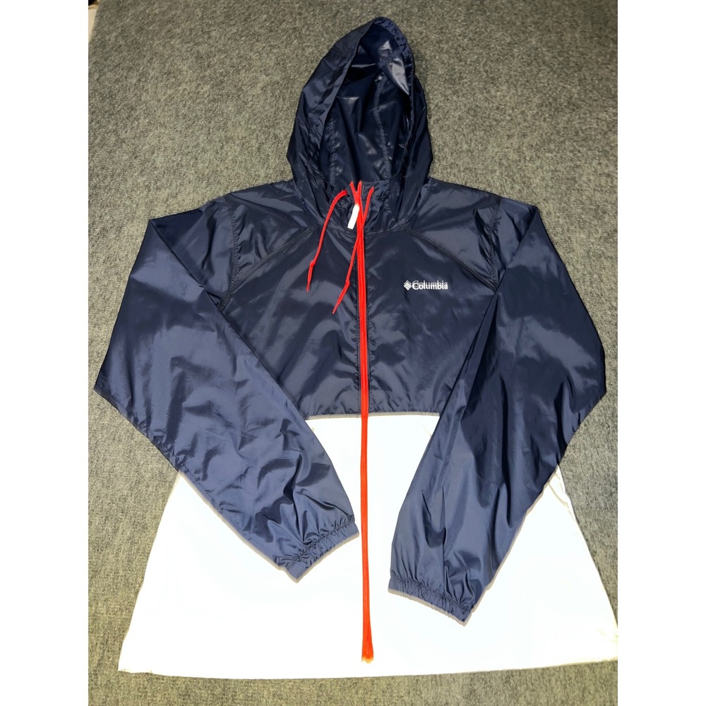 Columbia Mens Flash Forward Windbreaker Jacket Navy White XL0355 Size Medium